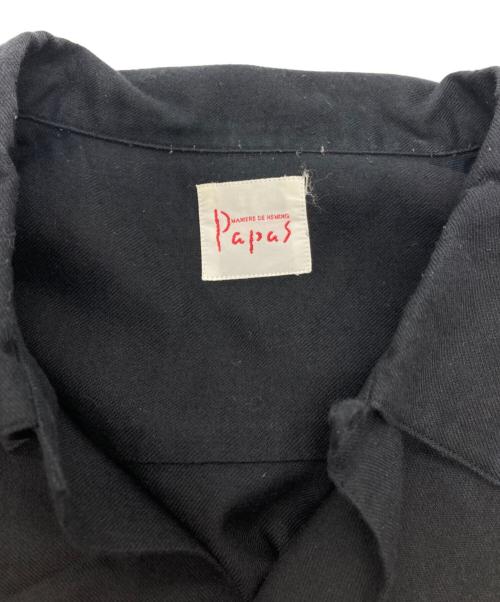 PAPAS（パパス）PAPAS (パパス) オープンカラーシャツ ブラック サイズ:Mの古着・服飾アイテム