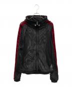 FREE WORLD ORDERフリーワールドオーダー）の古着「Velor Double Line Mesh Hoodie」｜ブラック