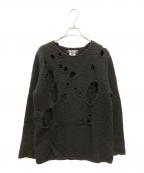 BLACK COMME des GARCONSブラックコムデギャルソン）の古着「ダメージ加工ウールニット」｜ブラック