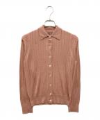 SLOANEスローン）の古着「18Gワイドリブ エクストラファインメリノウール×シルク カーディガン」｜ピンク