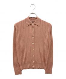 SLOANE（スローン）の古着「18Gワイドリブ エクストラファインメリノウール×シルク カーディガン」｜ピンク