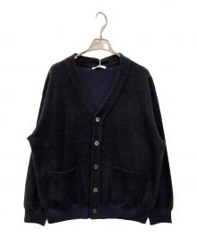 SLOANE（スローン）の古着「12Gパイル編み ウール×ナイロン Vネックカーディガン」｜ネイビー