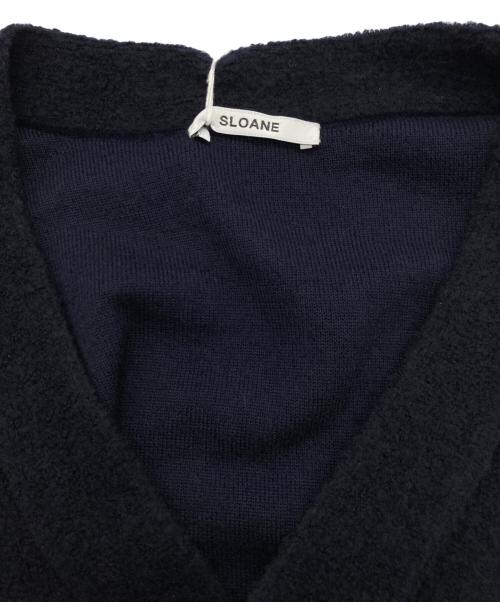 SLOANE（スローン）SLOANE (スローン) 12Gパイル編み ウール×ナイロン Vネックカーディガン ネイビー サイズ:SIZE 4 未使用品の古着・服飾アイテム