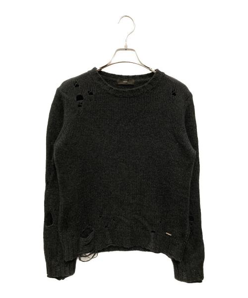 DIESEL（ディーゼル）DIESEL (ディーゼル) アルパカ混ダメージニット グレー サイズ:FREEの古着・服飾アイテム