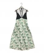 saharaサハラ）の古着「Design Strap Jacquard Dress」｜グリーン×ホワイト