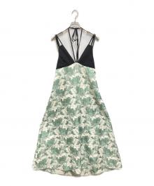 sahara（サハラ）の古着「Design Strap Jacquard Dress」｜グリーン×ホワイト