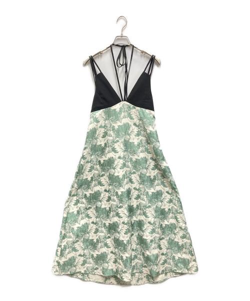 sahara（サハラ）sahara (サハラ) Design Strap Jacquard Dress グリーン×ホワイト サイズ:-の古着・服飾アイテム