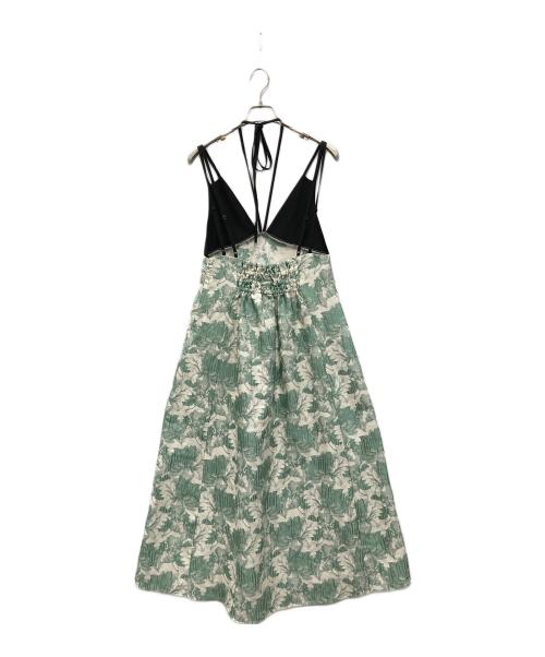 sahara（サハラ）sahara (サハラ) Design Strap Jacquard Dress グリーン×ホワイト サイズ:-の古着・服飾アイテム