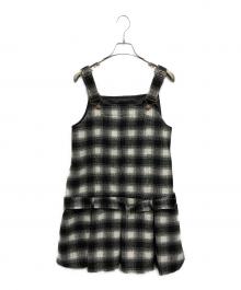 OBLI（オブリ）の古着「チェックロンパースワンピース」｜ホワイト×ブラック