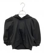 Simone Rochaシモーネ ロシャ）の古着「Cropped Puff Sleeve Hoodie W/ Gathered Bow」｜ブラック