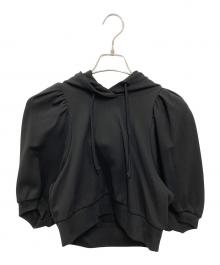 Simone Rocha（シモーネ ロシャ）の古着「Cropped Puff Sleeve Hoodie W/ Gathered Bow」｜ブラック