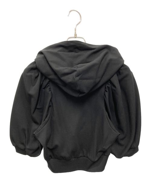 Simone Rocha（シモーネ ロシャ）Simone Rocha (シモーネ ロシャ) Cropped Puff Sleeve Hoodie W/ Gathered Bow ブラック サイズ:Sの古着・服飾アイテム