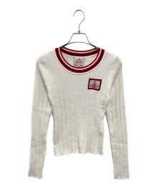 Vivienne Westwood RED LABEL（ヴィヴィアンウエストウッドレッドレーベル）の古着「ORBワッペン リブニットプルオーバー」｜ホワイト×レッド