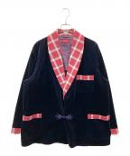 Lamrofラムロフ）の古着「ベロア調ショールカラーカジュアルジャケット」｜ネイビー