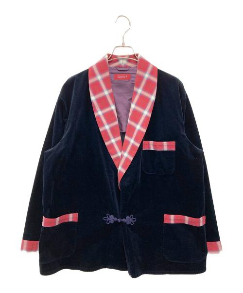 Lamrof（ラムロフ）Lamrof (ラムロフ) ベロア調ショールカラーカジュアルジャケット ネイビー サイズ:FREEの古着・服飾アイテム