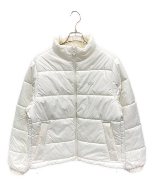 adidas（アディダス）adidas (アディダス) パデッド スタンドカラー パファージャケット ホワイト サイズ:Sの古着・服飾アイテム