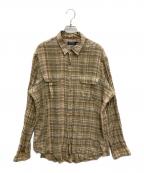 POLO RALPH LAURENポロ・ラルフローレン）の古着「リネンチェックシャツ」｜ブラウン