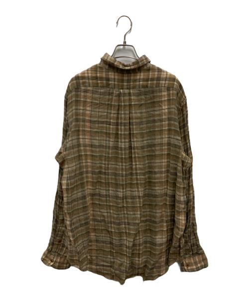 POLO RALPH LAUREN（ポロ・ラルフローレン）POLO RALPH LAUREN (ポロ・ラルフローレン) リネンチェックシャツ ブラウン サイズ:XLの古着・服飾アイテム