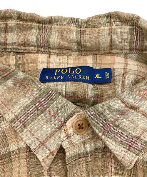 POLO RALPH LAUREN（ポロ・ラルフローレン）POLO RALPH LAUREN (ポロ・ラルフローレン) リネンチェックシャツ ブラウン サイズ:XLの古着・服飾アイテム