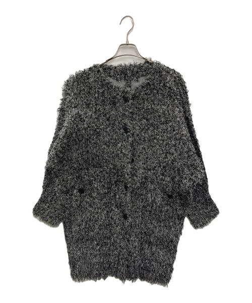 PLEATS PLEASE（プリーツプリーズ）PLEATS PLEASE (プリーツプリーズ) シャギープリーツ クルーネック ロングカーディガン ブラック サイズ:3の古着・服飾アイテム