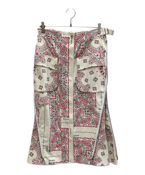 sacai（サカイ）sacai (サカイ) Bandana Print Skirt ホワイト×レッド サイズ:2の古着・服飾アイテム