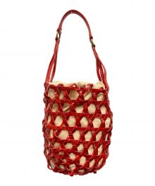 POLO RALPH LAUREN（ポロ・ラルフローレン）の古着「レザーミディアムバスケット」｜レッド×ベージュ