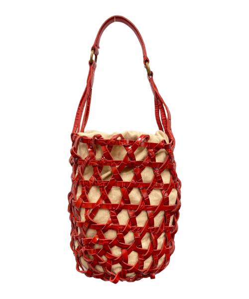 POLO RALPH LAUREN（ポロ・ラルフローレン）POLO RALPH LAUREN (ポロ・ラルフローレン) レザーミディアムバスケット レッド×ベージュの古着・服飾アイテム