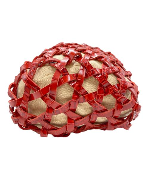 POLO RALPH LAUREN（ポロ・ラルフローレン）POLO RALPH LAUREN (ポロ・ラルフローレン) レザーミディアムバスケット レッド×ベージュの古着・服飾アイテム