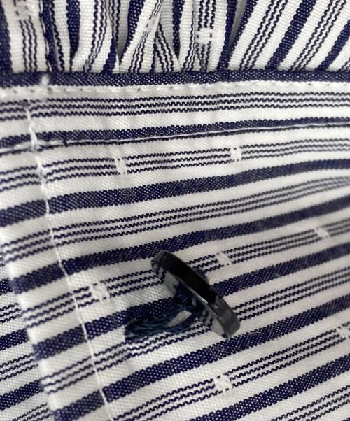 DRAWER（ドゥロワー）Drawer (ドゥロワー) ノーカラーシャツブラウス ネイビー サイズ:36の古着・服飾アイテム