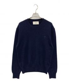 AMI Alexandre Mattiussi（アミアレクサンドルマテュッシ）の古着「Cashmere Ami De Coeur Crew Neck Sweater」｜ネイビー
