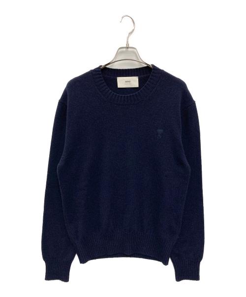 AMI Alexandre Mattiussi（アミアレクサンドルマテュッシ）AMI Alexandre Mattiussi (アミアレクサンドルマテュッシ) Cashmere Ami De Coeur Crew Neck Sweater ネイビー サイズ:XLの古着・服飾アイテム