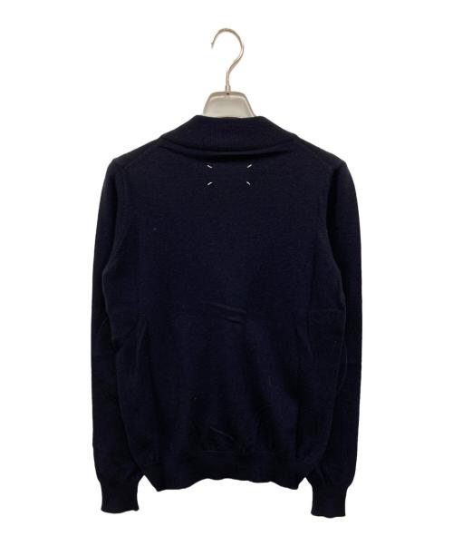 Maison Margiela（メゾンマルジェラ）Maison Margiela (メゾンマルジェラ) ウール エルボーパッチ Vネック カーディガン ネイビー サイズ:Sの古着・服飾アイテム