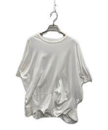 ENFOLD（エンフォルド）の古着「CURVE LAYERED-HEM T-SHIRT」｜ホワイト