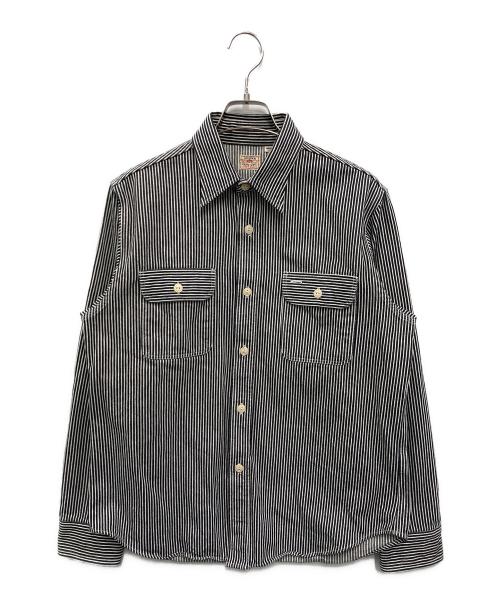 SUGAR CANE（シュガーケーン）SUGAR CANE (シュガーケーン) HICKORY STRIPE WORK SHIRT ホワイト×ブラック サイズ:Mの古着・服飾アイテム
