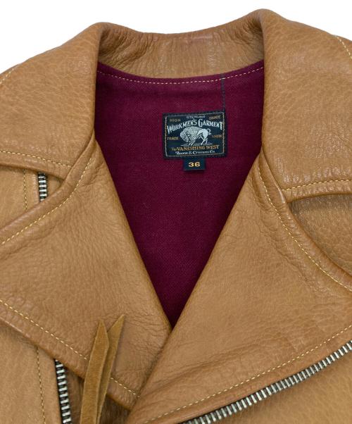 freewheelers（フリーホイーラーズ）freewheelers (フリーホイーラーズ) ディアスキンダブルライダースジャケット ブラウン サイズ:36の古着・服飾アイテム