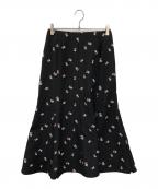 YORIヨリ）の古着「フクレ刺繍ジャガードスカート」｜ブラック