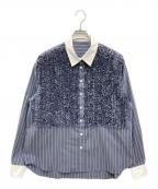 rosy monsterロージーモンスター）の古着「kale frill stripe shirt」｜ネイビー