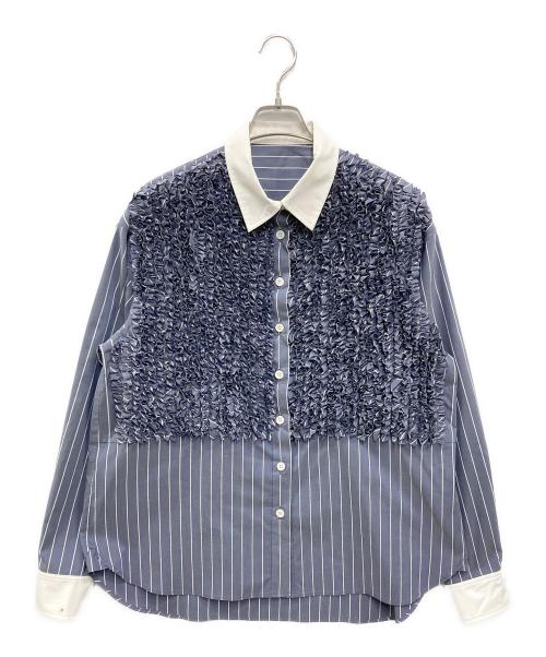 rosy monster（ロージーモンスター）rosy monster (ロージーモンスター) kale frill stripe shirt ネイビー サイズ:FREE 未使用品の古着・服飾アイテム