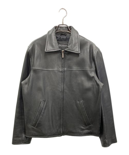 GUESS（ゲス）GUESS (ゲス) 90s レザートラッカージャケット ブラック サイズ:Mの古着・服飾アイテム