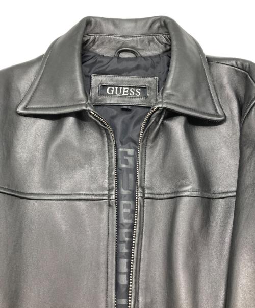 GUESS（ゲス）GUESS (ゲス) 90s レザートラッカージャケット ブラック サイズ:Mの古着・服飾アイテム