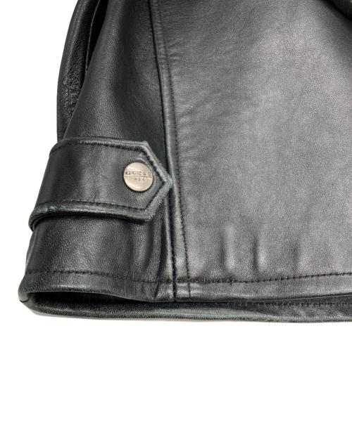 GUESS（ゲス）GUESS (ゲス) 90s レザートラッカージャケット ブラック サイズ:Mの古着・服飾アイテム
