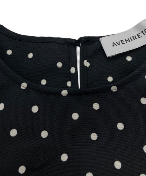 Aveniretoile（アベニールエトワール）Aveniretoile (アベニールエトワール) ドットプリントフリルペプラムブラウス ブラック サイズ:34の古着・服飾アイテム