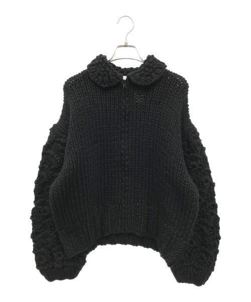 rosy monster（ロージーモンスター）rosy monster (ロージーモンスター) ハンドニットジップブルゾン ブラック サイズ:FREEの古着・服飾アイテム