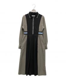 furfur（ファーファー）の古着「リブコンビシャツワンピース」｜ブラック×ベージュ