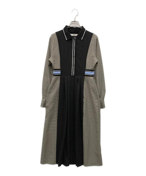 furfur（ファーファー）furfur (ファーファー) リブコンビシャツワンピース ブラック×ベージュ サイズ:FREEの古着・服飾アイテム