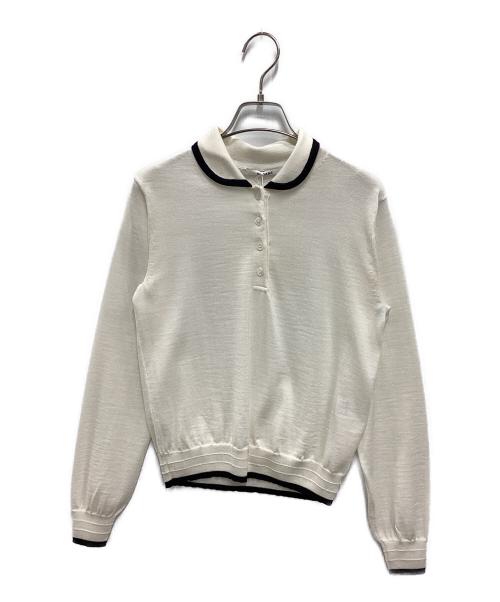 SLOANE（スローン）SLOANE (スローン) 16G天竺 エクストラファインメリノウール バイカラー丸襟ポロ アイボリー サイズ:SIZE 1の古着・服飾アイテム