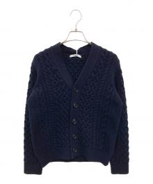 SLOANE（スローン）の古着「5Gアランカムバックウール Vネックカーディガン」｜ネイビー