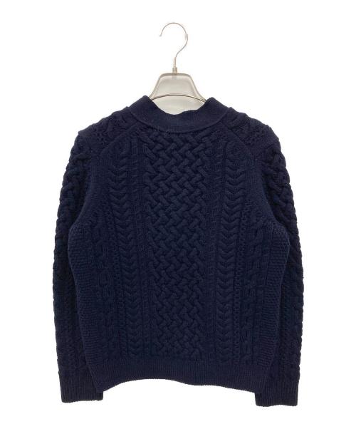 SLOANE（スローン）SLOANE (スローン) 5Gアランカムバックウール Vネックカーディガン ネイビー サイズ:1の古着・服飾アイテム