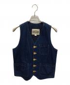 Pherrow'sフェローズ）の古着「インディゴウォバッシュストライプベスト」｜インディゴ
