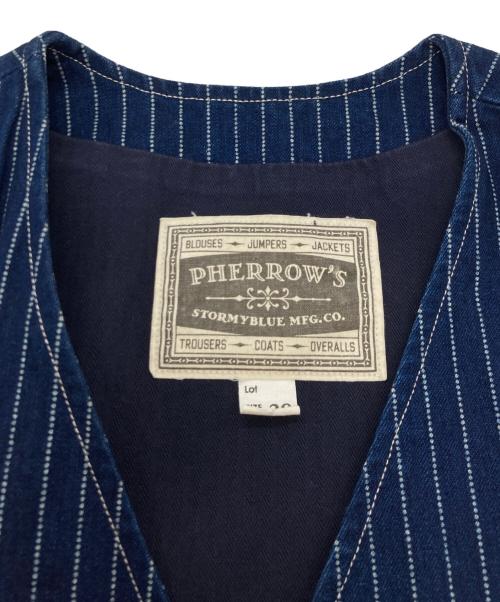 Pherrow's（フェローズ）PHERROW'S (フェローズ) インディゴウォバッシュストライプベスト インディゴ サイズ:38の古着・服飾アイテム